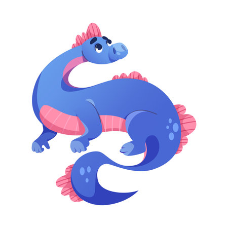 Fairy Blue Dragon as Horned Legendary Creature Vector Illustrationのイラスト素材