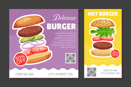 Burger Fast Food Ad Banner Design Vector Templateのイラスト素材