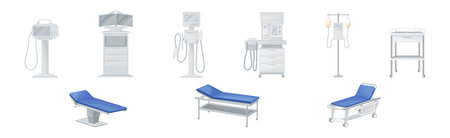 Medical Diagnostic Equipment and Clinic Device Vector Setのイラスト素材