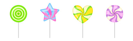 Different Lollipop and Candy of Various Taste and Flavor Vector Setのイラスト素材