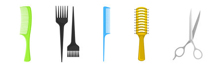 Different Hairdresser Salon Tools and Equipment Vector Setのイラスト素材