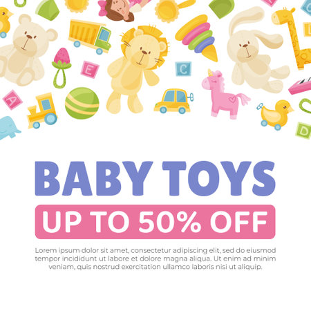 Baby Toy Store and Shop Banner Design Vector Templateのイラスト素材