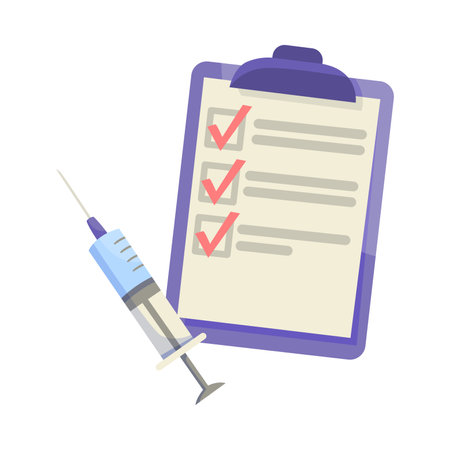 Syringe with Clipboard as Dentistry Element and Object for Oral Care Vector Illustrationのイラスト素材