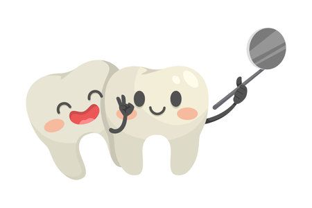 Funny Tooth Character as Dentistry Element and Object Vector Illustrationのイラスト素材