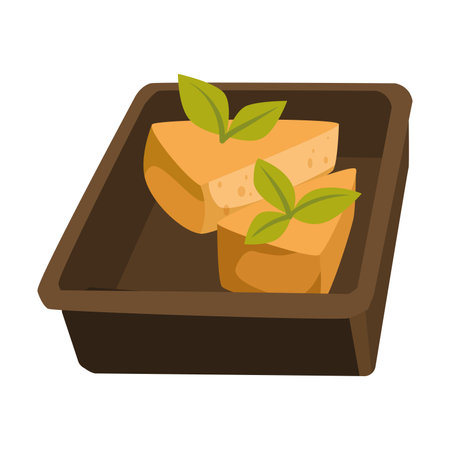 Baked Pie Piece in Box Package as Food Delivery Service Vector Illustrationのイラスト素材