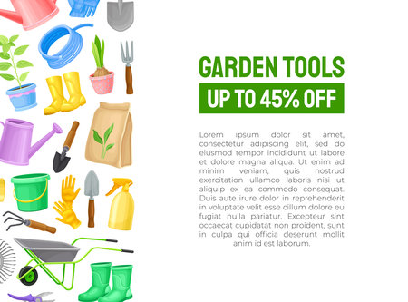 Garden Tool and Equipment Banner Design Vector Templateのイラスト素材