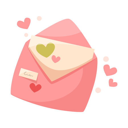 Letter in Envelope as Gift for Valentine Holiday Vector Illustrationのイラスト素材