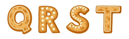 Alphabet Gingerbread Cookie Letter Uppercase Character Vector Setのイラスト素材