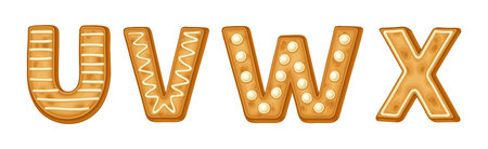 Alphabet Gingerbread Cookie Letter Uppercase Character Vector Setのイラスト素材