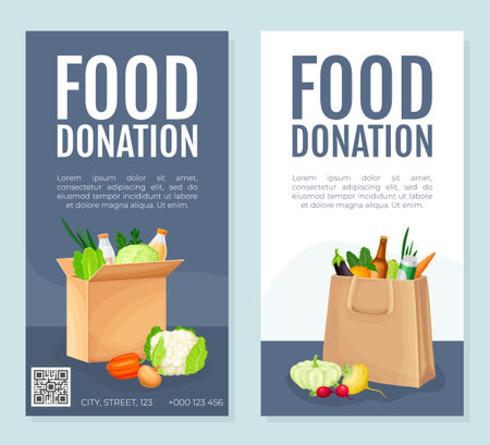Food and Grocery Donation Banner Design Vector Templateのイラスト素材