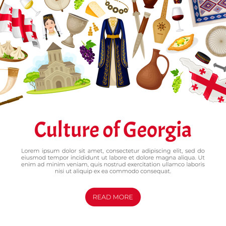 Georgian Traditional Symbol and Object Banner Design Vector Templateのイラスト素材