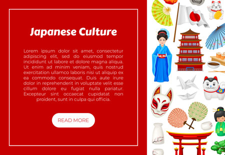 Japanese Culture Banner Design with Traditional Object Vector Templateのイラスト素材