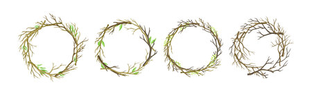 Bare Tree Branch Entangled in Wreath Vector Setのイラスト素材