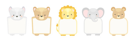 Animal Note Card with Empty Space Vector Setのイラスト素材