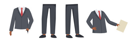 Office Man Character Constructor with Separated Body Part Vector Setのイラスト素材