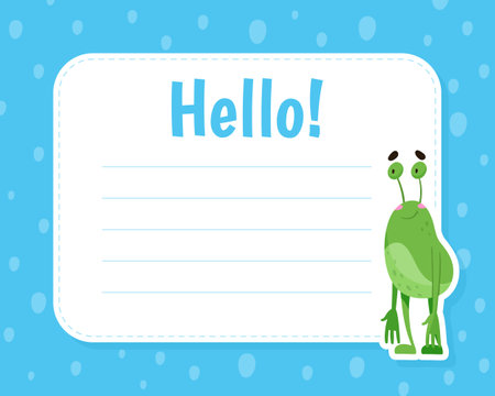 Greeting Card with Funny Monster Character and Mutant with Friendly Face Vector Templateのイラスト素材