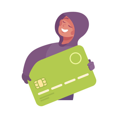 Man Criminal with Credit Card Commit Crime and Theft Vector Illustrationのイラスト素材