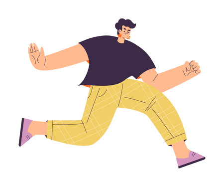 Rivalry and Fierce Competition with Man Character Moving Fast to Aim Vector Illustrationのイラスト素材