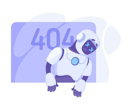 Robot Character Has Error as Smart Android Assistant Machine Vector Illustrationのイラスト素材