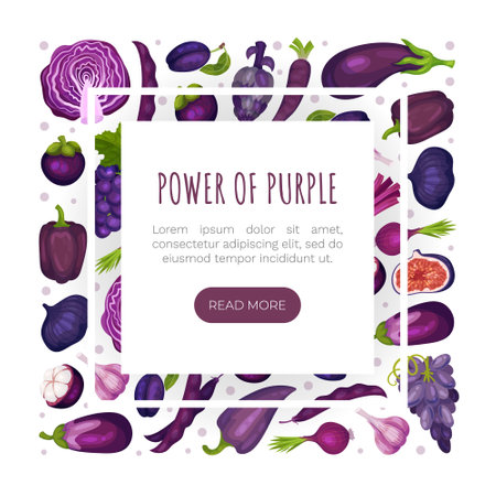 Purple Veggie and Fruit Banner Design Vector Templateのイラスト素材