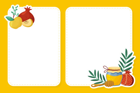 Shana Tova Empty Note Card Design with Symbols of Jewish Holiday Vector Templateのイラスト素材