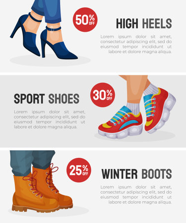 Shoes and Footwear Shop Banner Design Vector Templateのイラスト素材