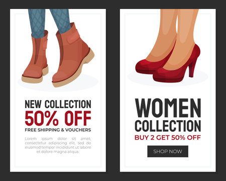 Shoes and Footwear Shop Banner Design Vector Templateのイラスト素材