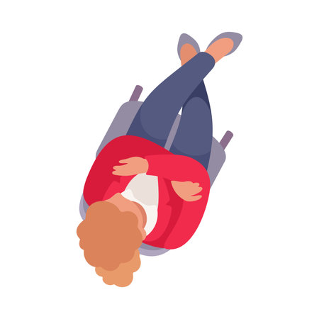 Sitting Woman Office Worker on Chair Above View Vector Illustrationのイラスト素材