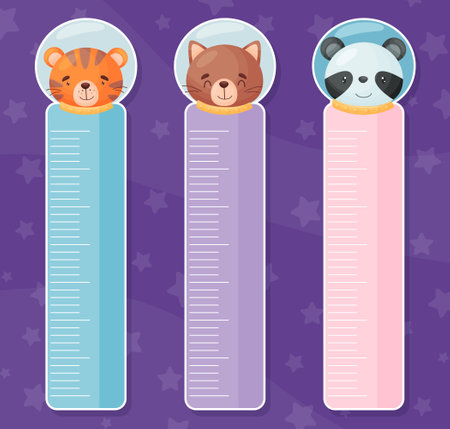 Space Animal in Spacesuit Height Meter Design Vector Templateのイラスト素材