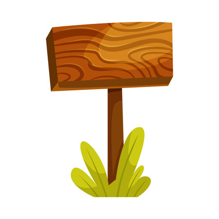Wooden Plaque and Signboard on Pole Vector Illustrationのイラスト素材