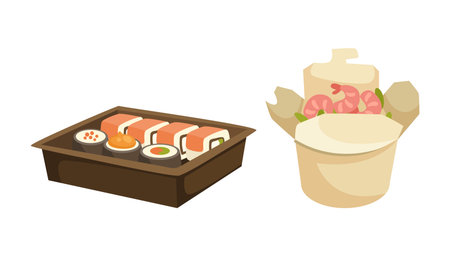 Indulge in the Deliciousness of Sushi and Dumplings, Perfect for Enthusiastic Food Loversのイラスト素材