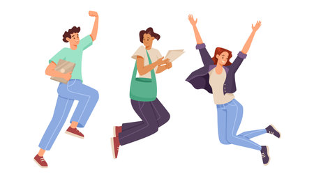 Join us for a Team Celebration with animated characters showcasing our achievements and teamworkのイラスト素材