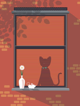 Cat in a windowのイラスト素材