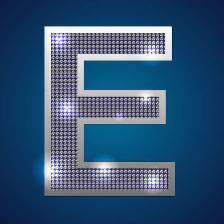 Text font E  set in diamonds and silver  Vector のイラスト素材