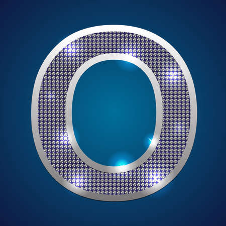 Text font  O set in diamonds and silver  Vector のイラスト素材