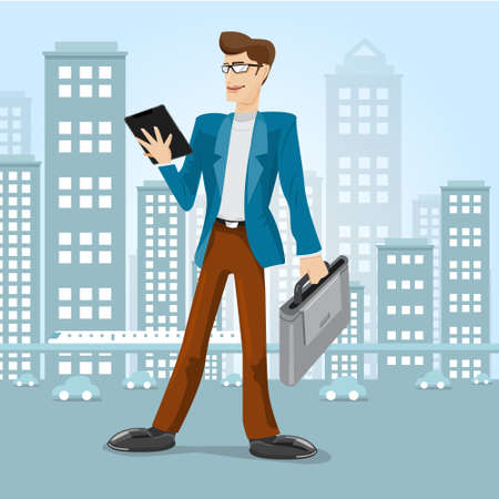 Vector Business man in cityのイラスト素材