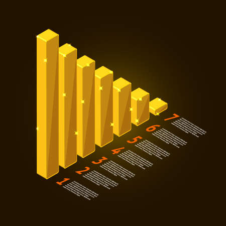 Graph vector element gold and information report show business data successのイラスト素材