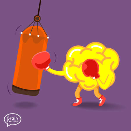 Brain charactor vector design fitness for smart brain by boxingのイラスト素材