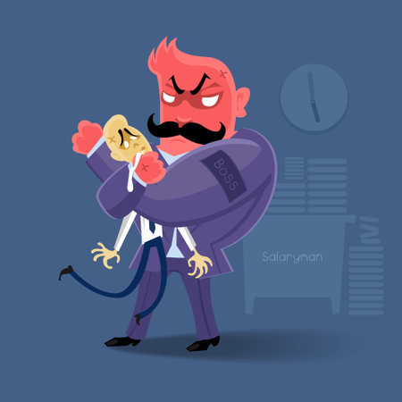angry Boss  action to salaryman in working business timeのイラスト素材