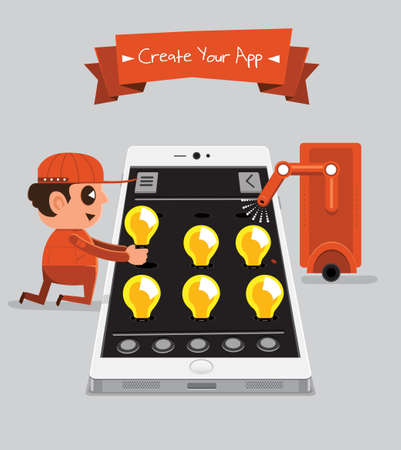 Technician smartphone service to your application   Creative Your Appのイラスト素材