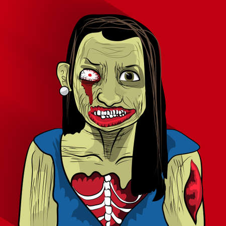 Zombie vector portrait on red blackgroundのイラスト素材