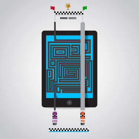 The way of success in online marketing device like smartphone tablet internetのイラスト素材