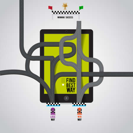 The way of success in online marketing device like smartphone tablet internetのイラスト素材