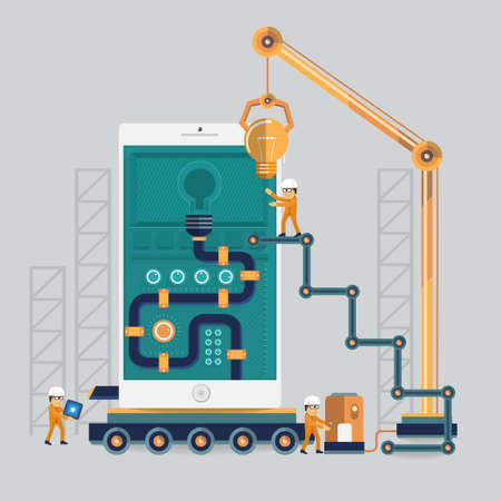 Mobile engineering to success by power with idea energy processのイラスト素材