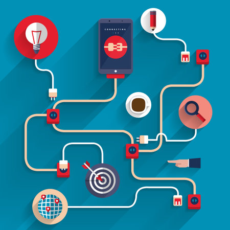 Digital marketing icon connect mobile device for business