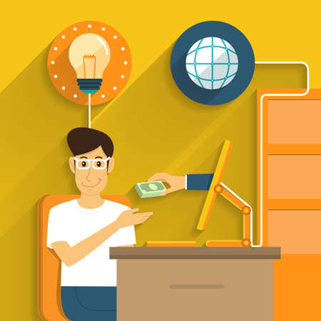 Exchange idea money from online marketing のイラスト素材