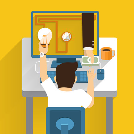 Exchange idea money from online marketing のイラスト素材