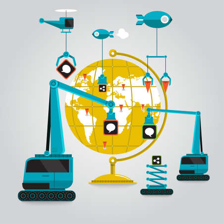 communication online business to globe aroun the world with connectionのイラスト素材