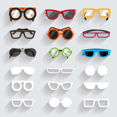Eyeglass vecter set icons and white material ling sghadowのイラスト素材