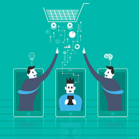 Businessman Convince Shopping Onlineのイラスト素材